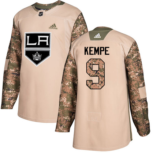 Adidas Kings #9 Adrian Kempe Camo Authentic Veterans Day Stitched NHL Jersey